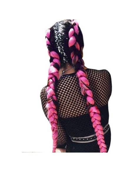 Sintetiniai plaukai kasose – violetiniai