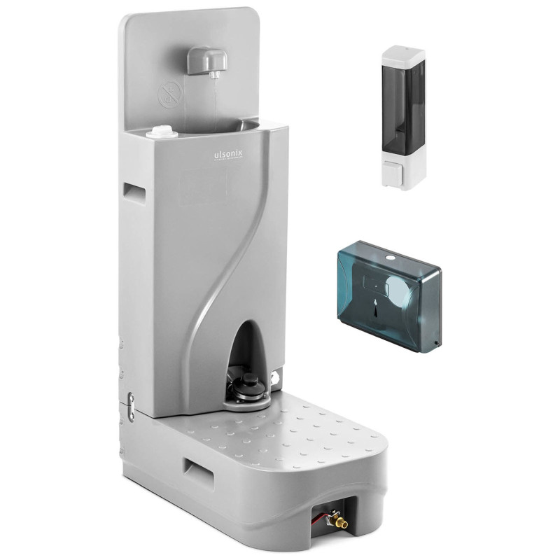 Nešiojamas kempingo praustuvas su muilo dozatoriumi ir laikikliu popieriui SET 65 l