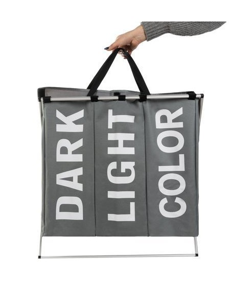 Skalbinių krepšelis - 3 skyriai ant sulankstomo rėmo