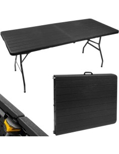 Sulankstomas sodo stalas, juodas, 180 cm