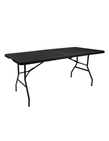 Sulankstomas sodo stalas, juodas, 180 cm