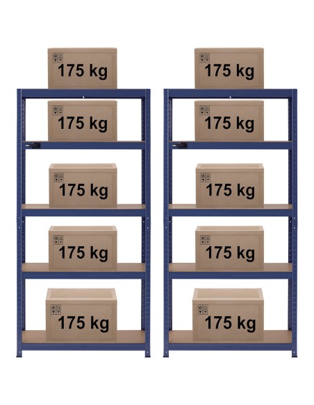 Metalinė laikymo lentyna 5 lentynos 875 kg 90 x 40 x 180 cm mėlyna 2 vnt. Metalinė laikymo lentyna 5 lentynos 875 kg 90 x 40 x 180 cm mėlyna 2 vnt.