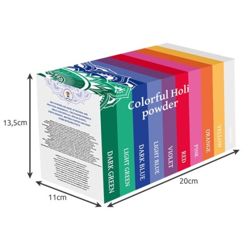 Spalvinga Holi pudra - rinkinys 10x100g