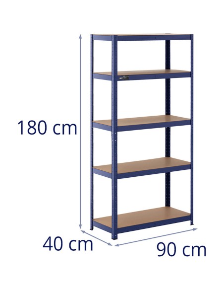Metalinė laikymo lentyna 5 lentynos 875 kg 90 x 40 x 180 cm mėlyna 2 vnt. Metalinė laikymo lentyna 5 lentynos 875 kg 90 x 40 x 180 cm mėlyna 2 vnt.