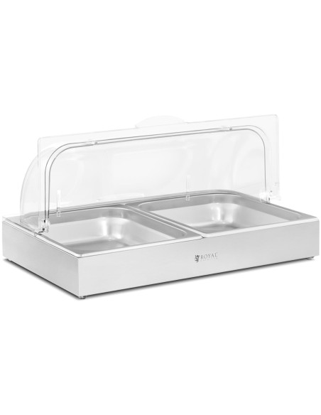 Švediško stalo pusryčių vitrina su ritininiu dangteliu 2x GN 1/2 2x 4 l Švediško stalo pusryčių vitrina su ritininiu dangteliu 2x GN 1/2 2x 4 l
