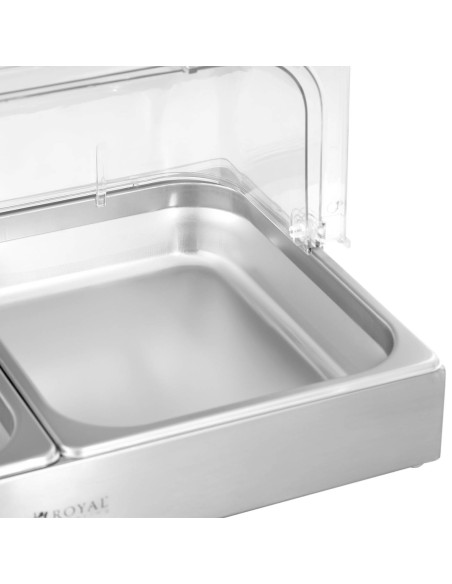 Švediško stalo pusryčių vitrina su ritininiu dangteliu 2x GN 1/2 2x 4 l Švediško stalo pusryčių vitrina su ritininiu dangteliu 2x GN 1/2 2x 4 l