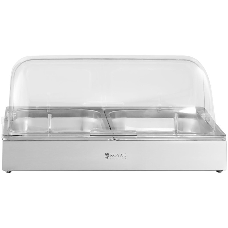 Švediško stalo pusryčių vitrina su ritininiu dangteliu 2x GN 1/2 2x 4 l
