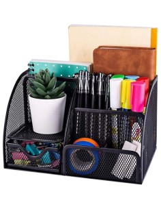 Rašomasis stalas - 6 skyriai - juodas