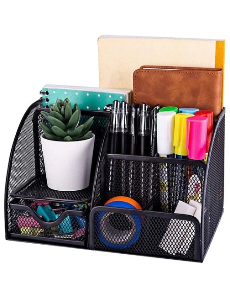 Rašomasis stalas - 6 skyriai - juodas