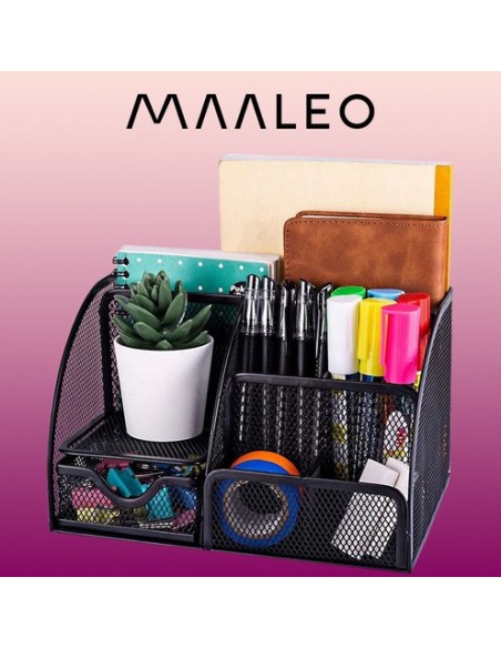 Rašomasis stalas - 6 skyriai - juodas