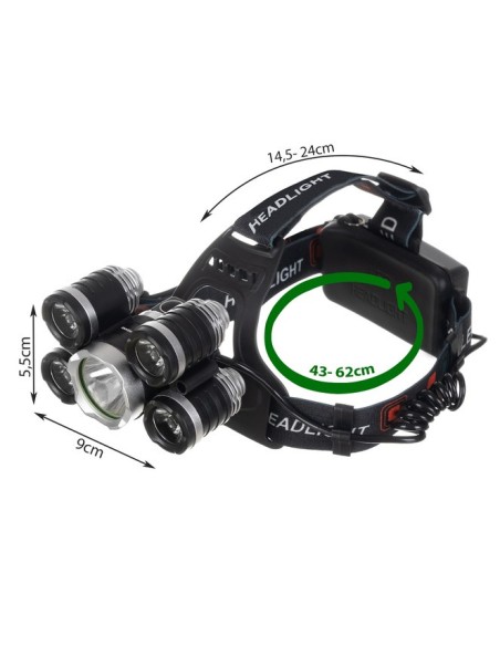 5 x T6 CREE LED priekinis žibintas