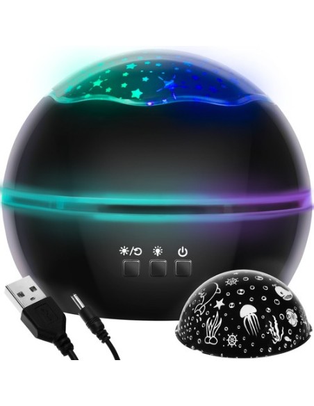 Naktinė lemputė su projektoriumi - juoda LP16857