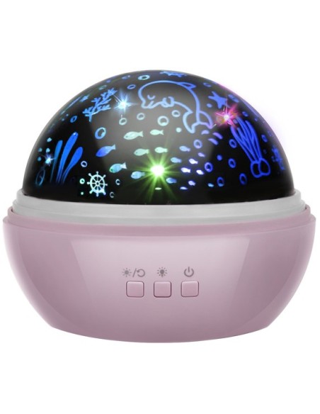 Naktinė lemputė su projektoriumi - rožinė LP16859