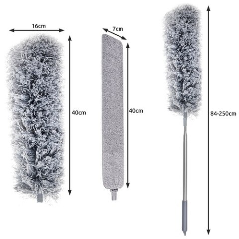 Teleskopinis dulkių šepetys su dviem priedais