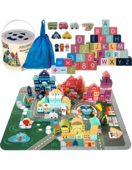 Medinės kaladėlės - miesto 100 vnt. Kruzelis 19159 m