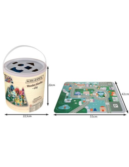 Medinės kaladėlės - miesto 100 vnt. Kruzelis 19159 m