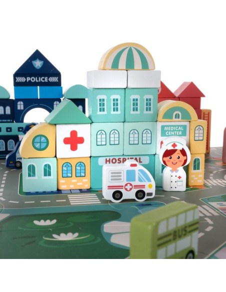 Medinės kaladėlės - miesto 100 vnt. Kruzelis 19159 m