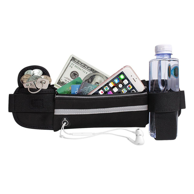 Bėgimo diržo vandens buteliuko juosmens maišelio telefono dėklas su rožinės spalvos ausinių išvestimi