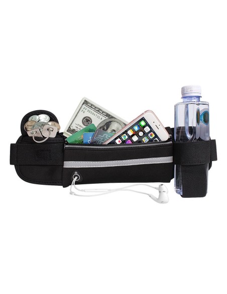 Bėgimo diržo vandens buteliuko juosmens maišelio telefono dėklas su rožinės spalvos ausinių išvestimi