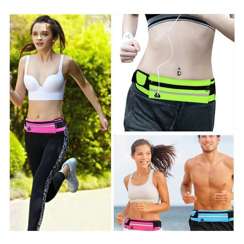 Bėgimo diržo vandens buteliuko juosmens maišelio telefono dėklas su rožinės spalvos ausinių išvestimi