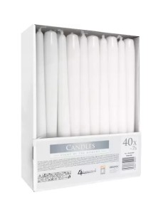 Balta kūgio žvakė - rinkinyje 40 vnt.