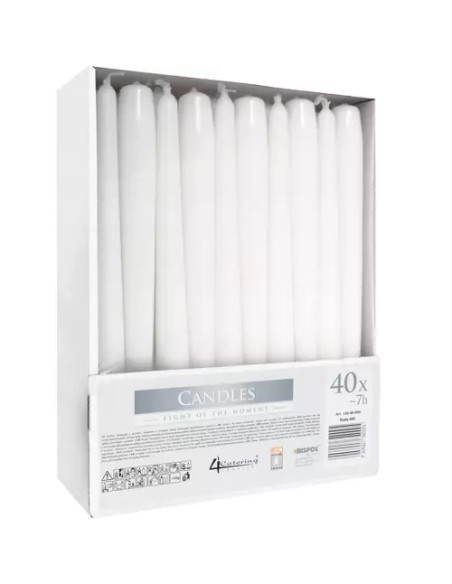 Balta kūgio žvakė - rinkinyje 40 vnt.
