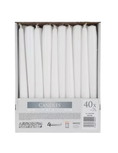 Balta kūgio žvakė - rinkinyje 40 vnt.