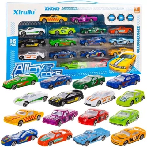 Spalvoti automobiliai/ spyruokliniai automobiliai 1:64 - 16 vnt. Kruzelis 20352