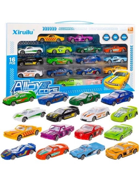 Spalvoti automobiliai/ spyruokliniai automobiliai 1:64 - 16 vnt. Kruzelis 20352
