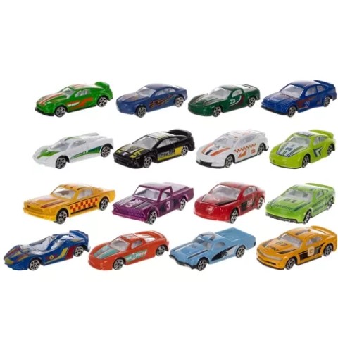 Spalvoti automobiliai/ spyruokliniai automobiliai 1:64 - 16 vnt. Kruzelis 20352