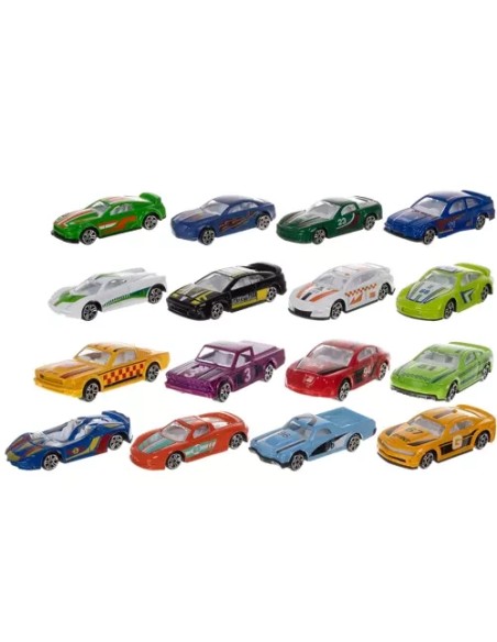 Spalvoti automobiliai/ spyruokliniai automobiliai 1:64 - 16 vnt. Kruzelis 20352