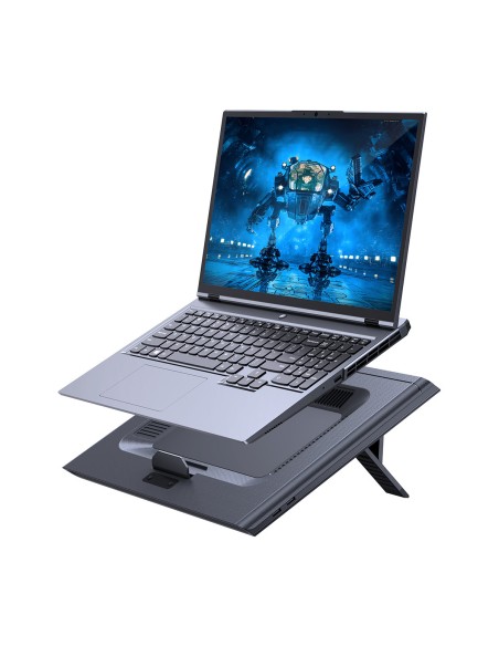Aušinimo padėklas su apšvietimu nešiojamam kompiuteriui iki 21" Turbo Fan USB pilkos spalvos Aušinimo padėklas su apšvietimu nešiojamam kompiuteriui iki 21" Turbo Fan USB pilkos spalvos