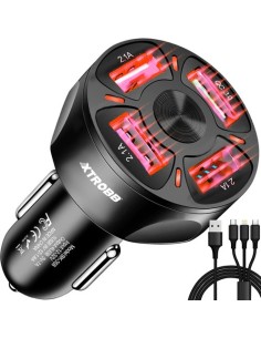 4x USB automobilinis įkroviklis + Xtrobb 19907 laidas