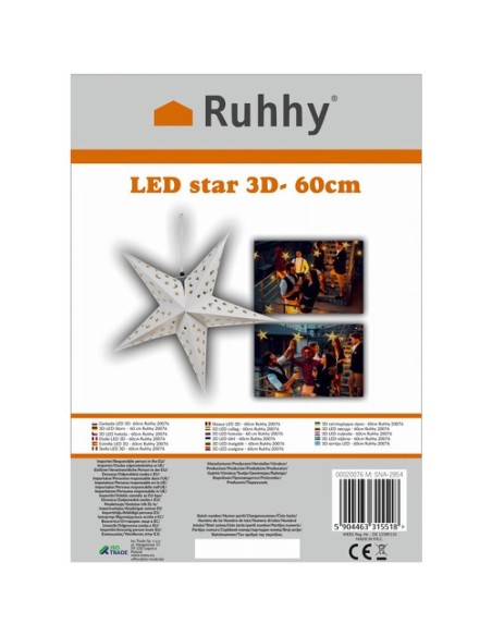 3D LED žvaigždė – 60cm Ruhhy 20076