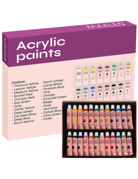 Akriliniai dažai 24 vnt - 12ml. Maaleo 20363