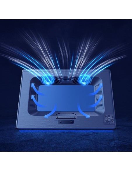 Aušinimo padėklas su apšvietimu nešiojamam kompiuteriui iki 21" Turbo Fan USB pilkos spalvos Aušinimo padėklas su apšvietimu nešiojamam kompiuteriui iki 21" Turbo Fan USB pilkos spalvos