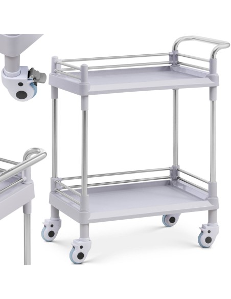 Kosmetinių procedūrų laboratorinis vežimėlis su 2 lentynomis 71 x 43 x 91 cm Kosmetinių procedūrų laboratorinis vežimėlis su 2 lentynomis 71 x 43 x 91 cm