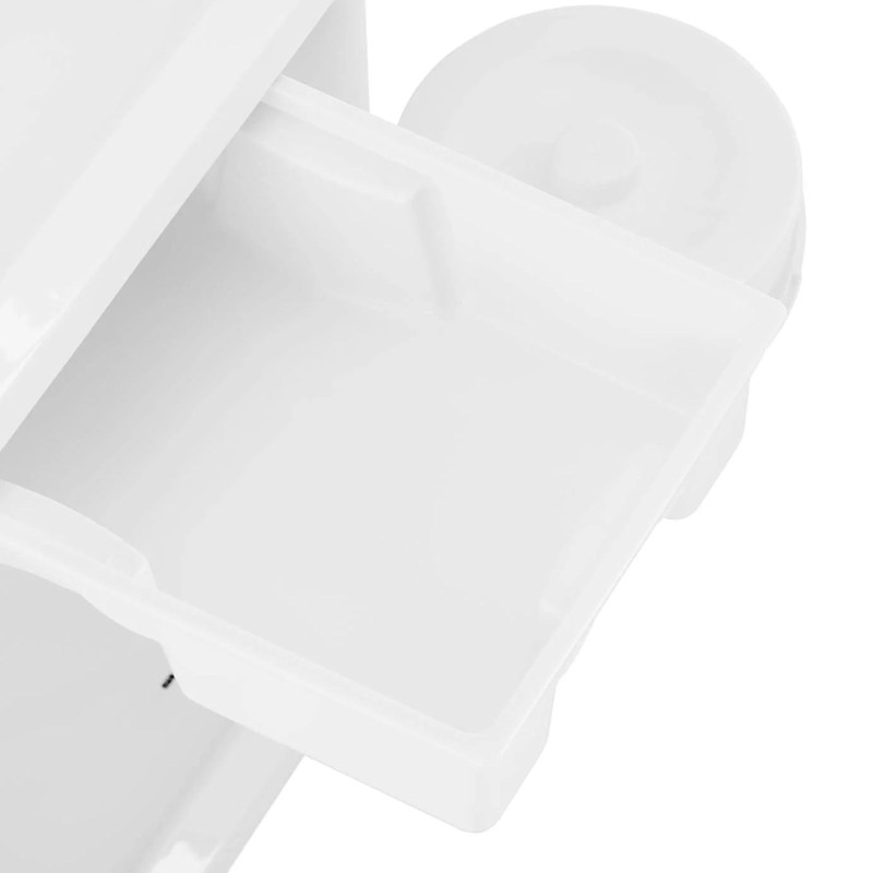 Kosmetikos laboratorinis vežimėlis 2 lentynos 2 stalčiai 3 konteineriai 84 x 53 x 92 cm 36 kg