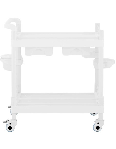 Kosmetikos laboratorinis vežimėlis 2 lentynos 2 stalčiai 3 konteineriai 84 x 53 x 92 cm 36 kg