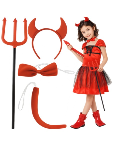 Velnio kostiumas - 4 vnt. rinkinys S22140