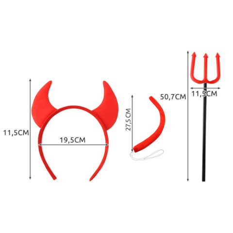 Velnio kostiumas - 4 vnt. rinkinys S22140