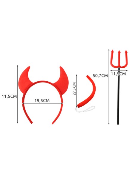 Velnio kostiumas - 4 vnt. rinkinys S22140