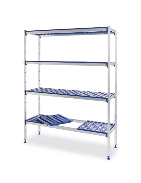Aliuminio gastronominis laikymo lentynas virtuvei GN1/1 konteineriams, plotis 112cm Aliuminio gastronominis laikymo lentynas virtuvei GN1/1 konteineriams, plotis 112cm