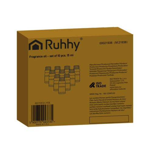Kvapieji aliejai - 10 vnt. rinkinys, 15 ml, Ruhhy 21938