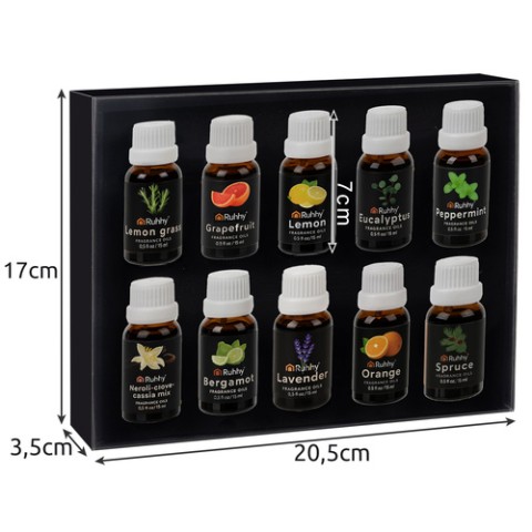 Kvapieji aliejai - 10 vnt. rinkinys, 15 ml, Ruhhy 21938