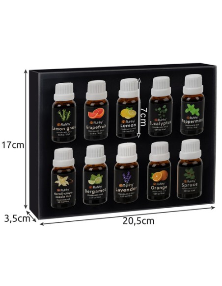 Kvapieji aliejai - 10 vnt. rinkinys, 15 ml, Ruhhy 21938