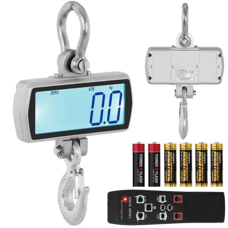 Laikymo kablio svarstyklės su nuotolinio valdymo pulteliu didelis LCD ekranas 1T 1000 / 0,5 kg