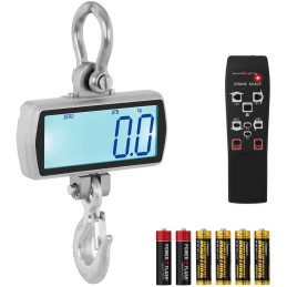 Laikymo kablio svarstyklės su nuotolinio valdymo pulteliu didelis LCD ekranas 1T 1000 / 0,5 kg
