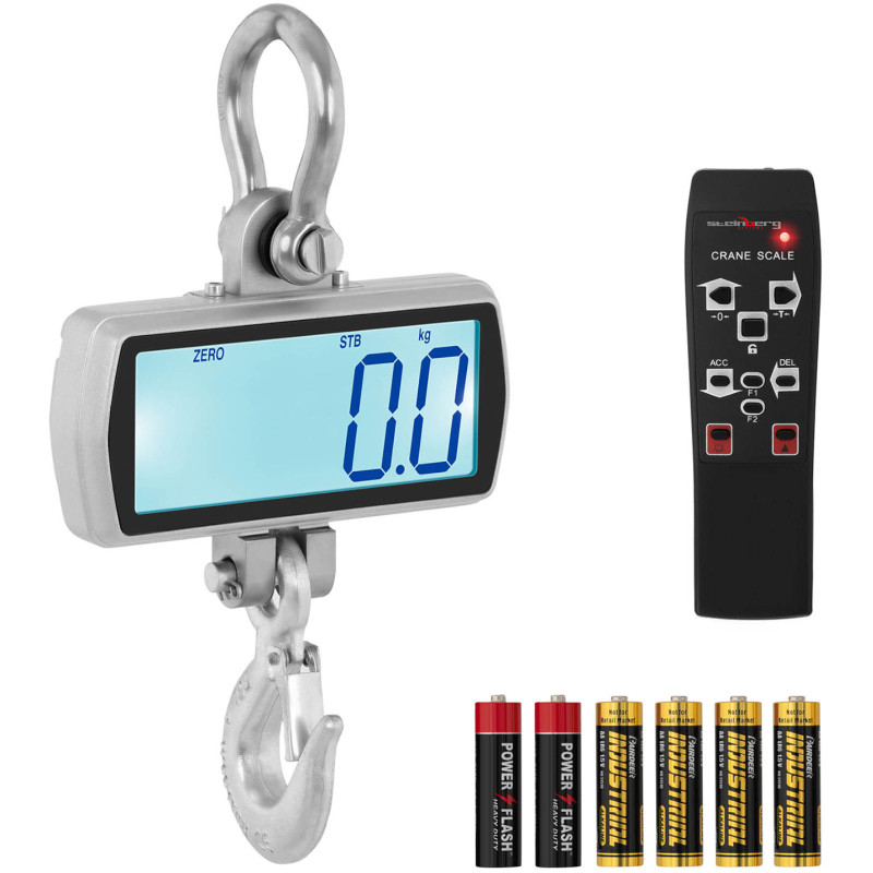 Laikymo kablio svarstyklės su nuotolinio valdymo pulteliu didelis LCD ekranas 1T 1000 / 0,5 kg