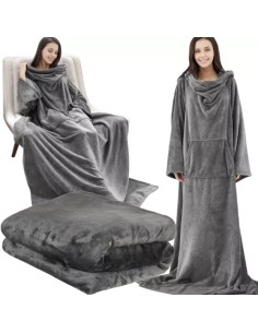 Šviesiai pilkas megztinis ir chalatas Ruhhy 22649